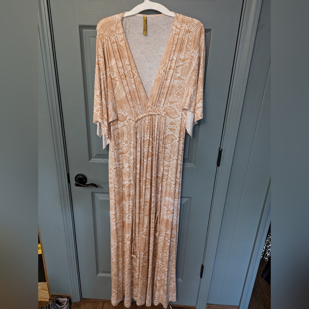 Rachel Pally OS Tan Snakeskin Caftan